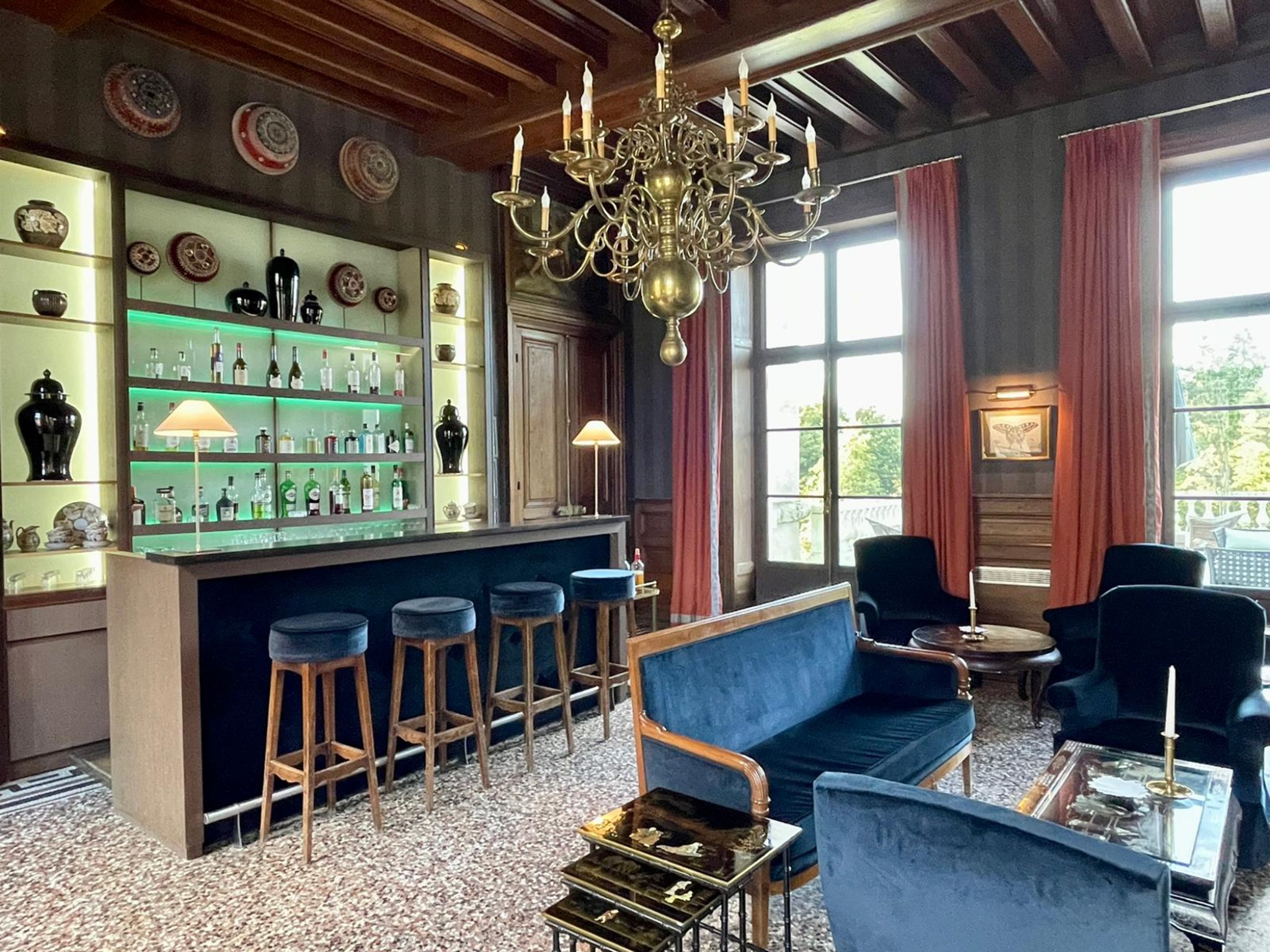 French Flair Burgundy Bar Lounge at Château Sainte Sabine