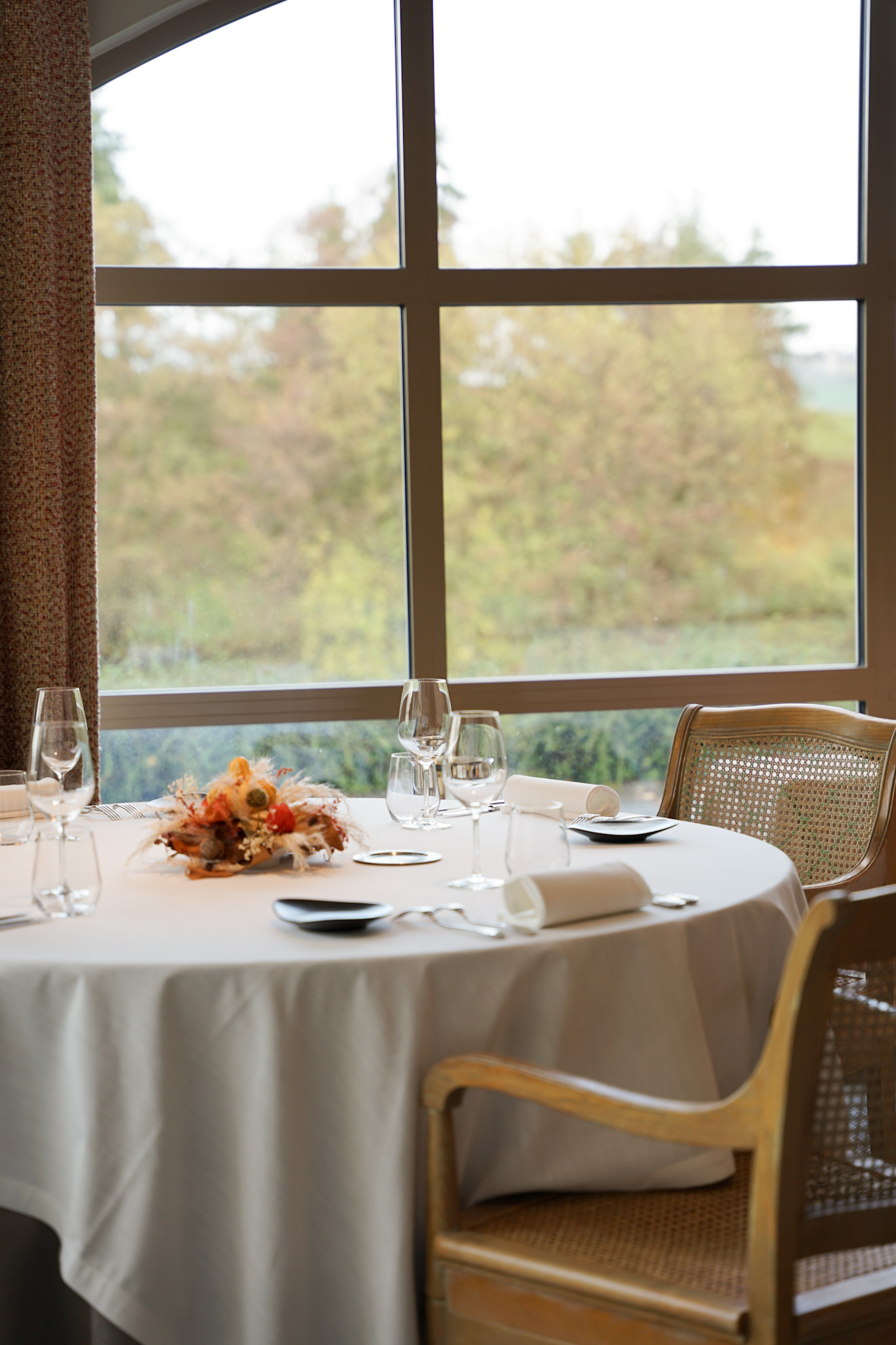 French Flair Burgundy Dining Room at Château Sainte Sabine