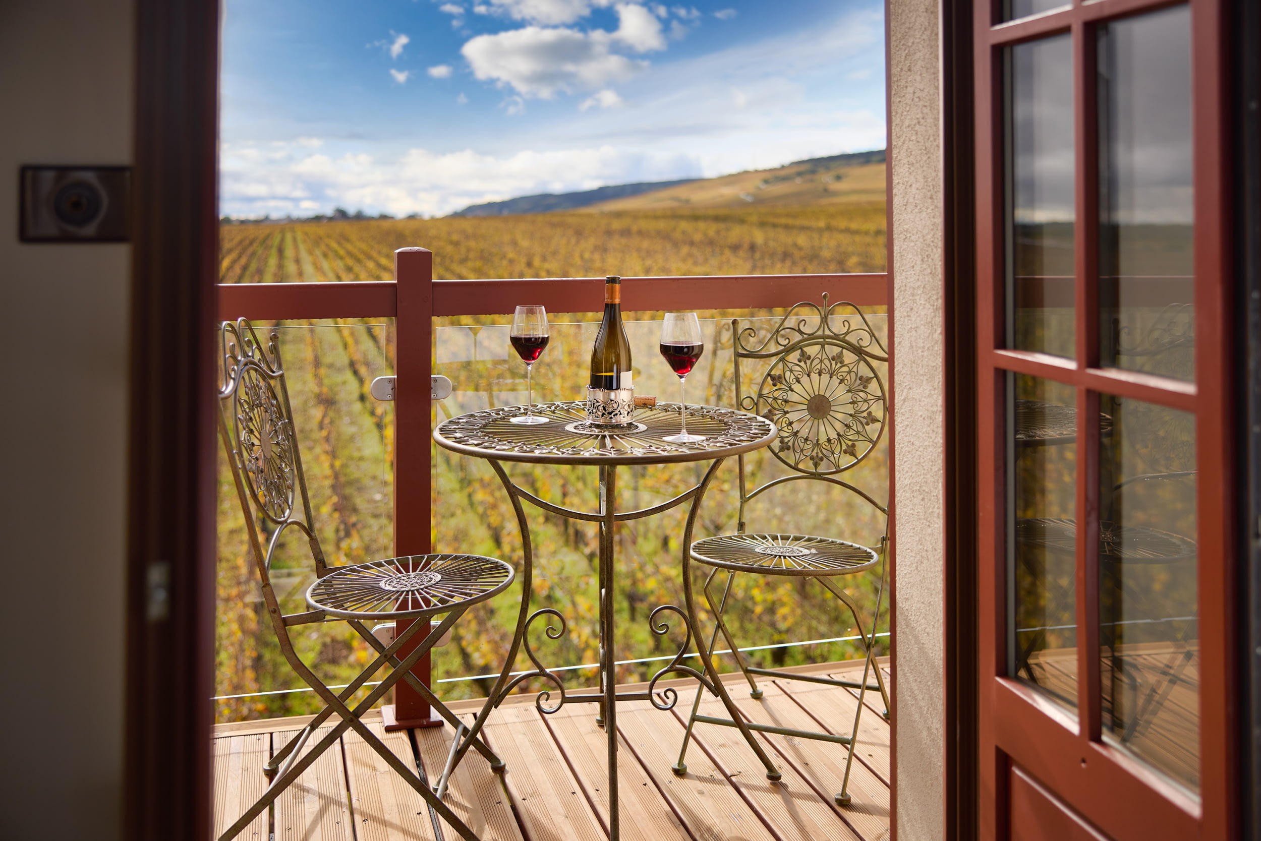 French Flair Burgundy La Folie de Vougeot Terrace Wine Tasting