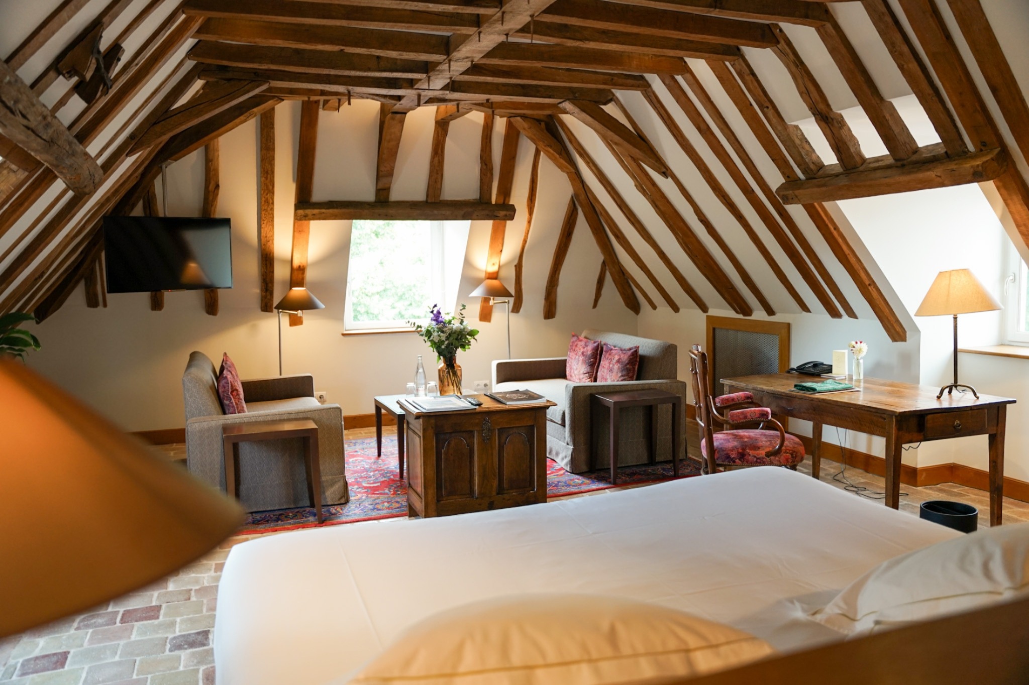 French Flair Burgundy Suite Lounge at Hostellerie de Levernois