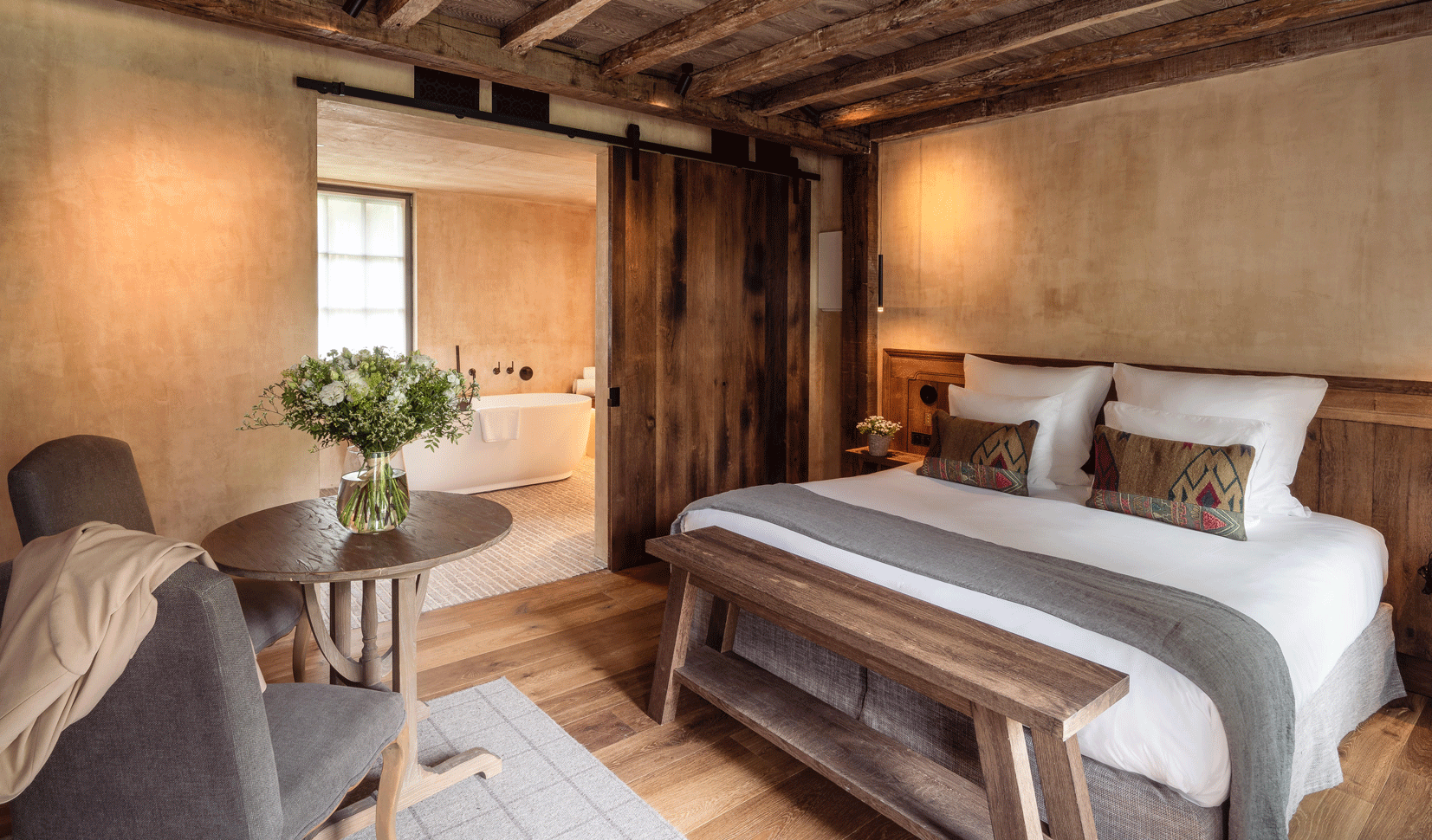 French Flair Normandy la ferme saint siméon superior room and bathroom